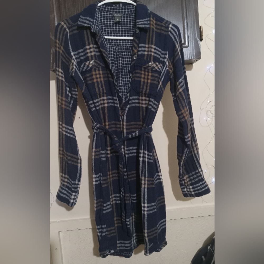 Plaid Belted Shirt Dress